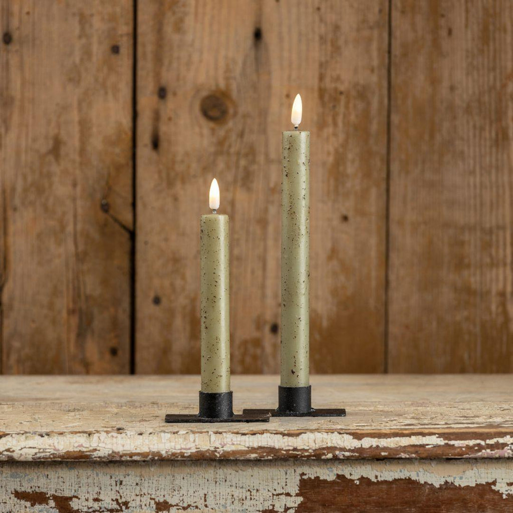 7.25" 3D Flame Green Taper Candles - Set of 2
