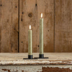7.25" 3D Flame Green Taper Candles - Set of 2