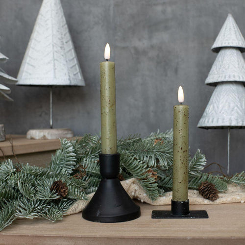 7.25" 3D Flame Green Taper Candles - Set of 2