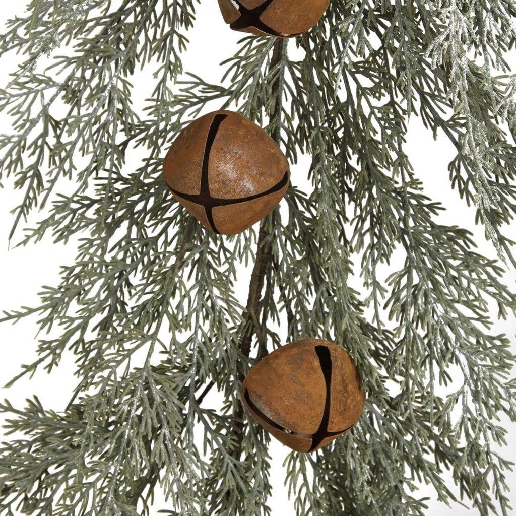 Faux Cedar Garland with Rust Finish Metal Bells - 72" long