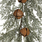 Faux Cedar Garland with Rust Finish Metal Bells - 72" long