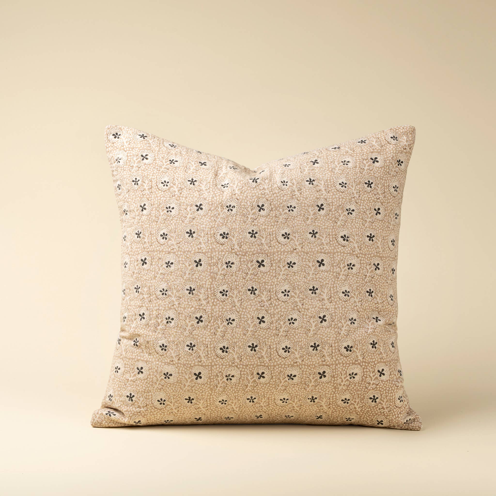 20x20 Clover Block Print Kantha Pillow