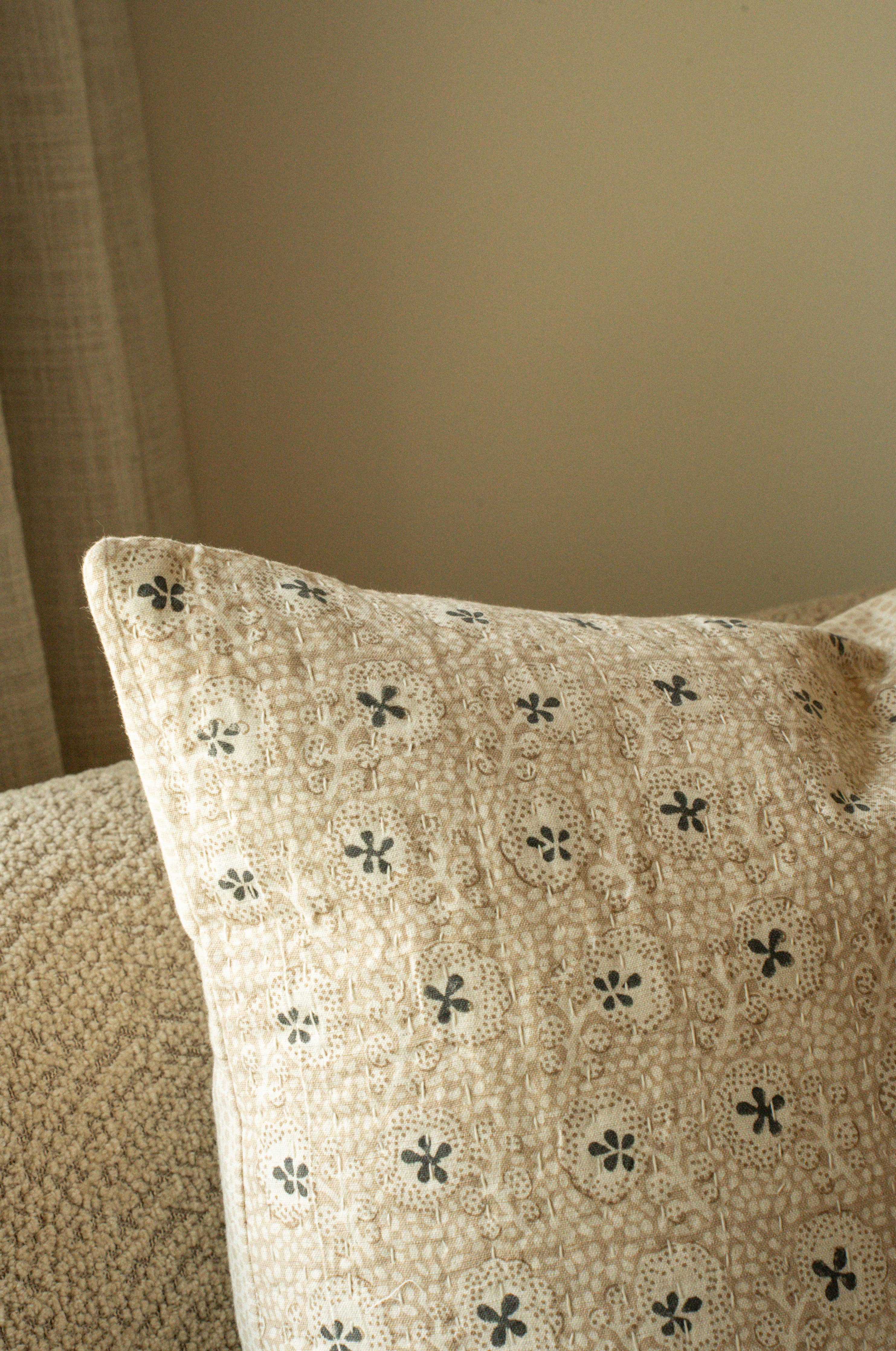 20x20 Clover Block Print Kantha Pillow