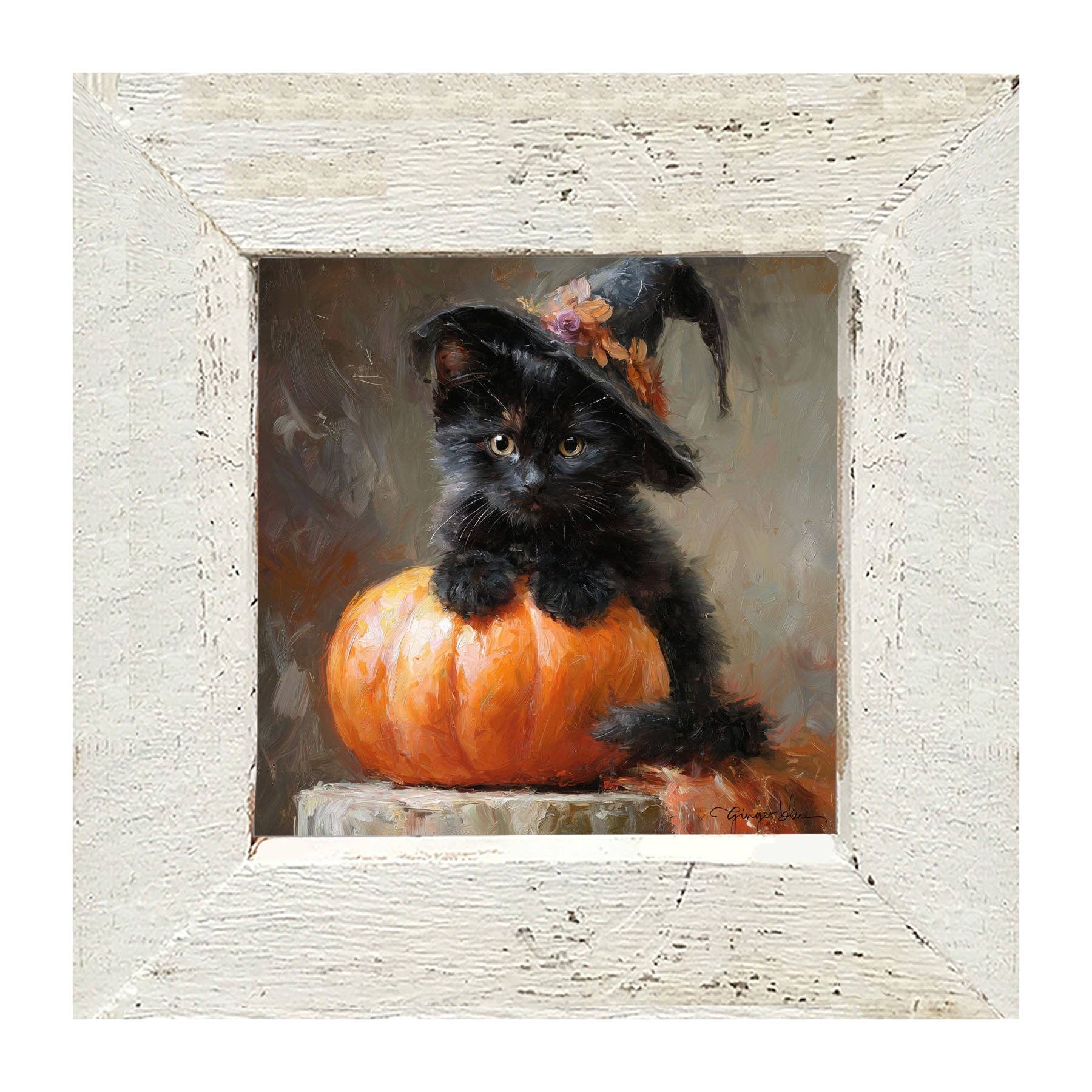 Black Kitten with Pumpkin