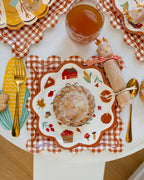 Rust Gingham Scalloped Sq. Paper Plates
