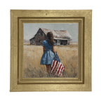 Child With Flag - Girl in Blue Dress