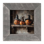 Trio of Jack-o-Lanterns in Witch Hats