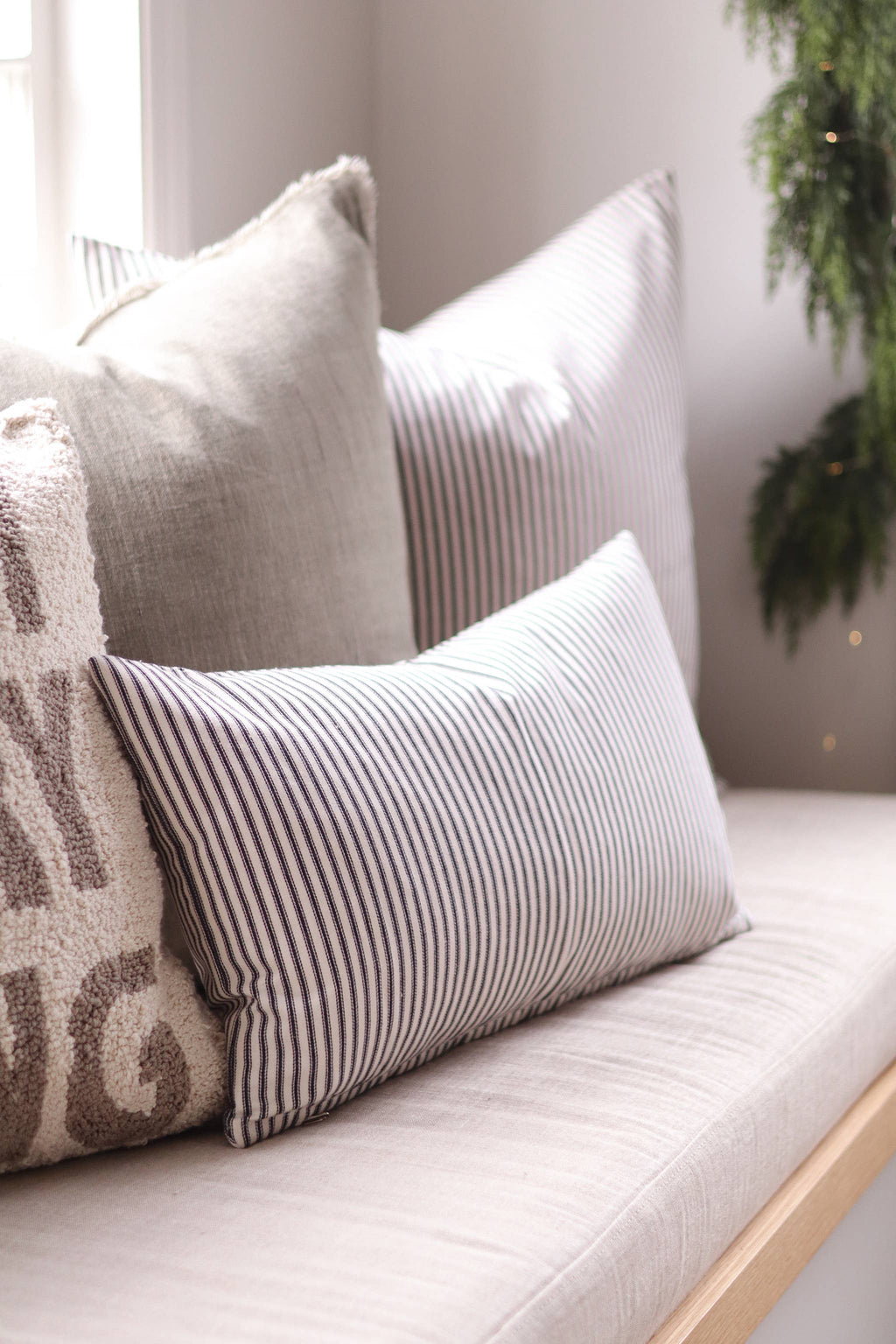 21x12 Black Ticking Pillow