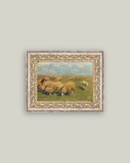 Sheep with Sheep Dog Framed Antique Art