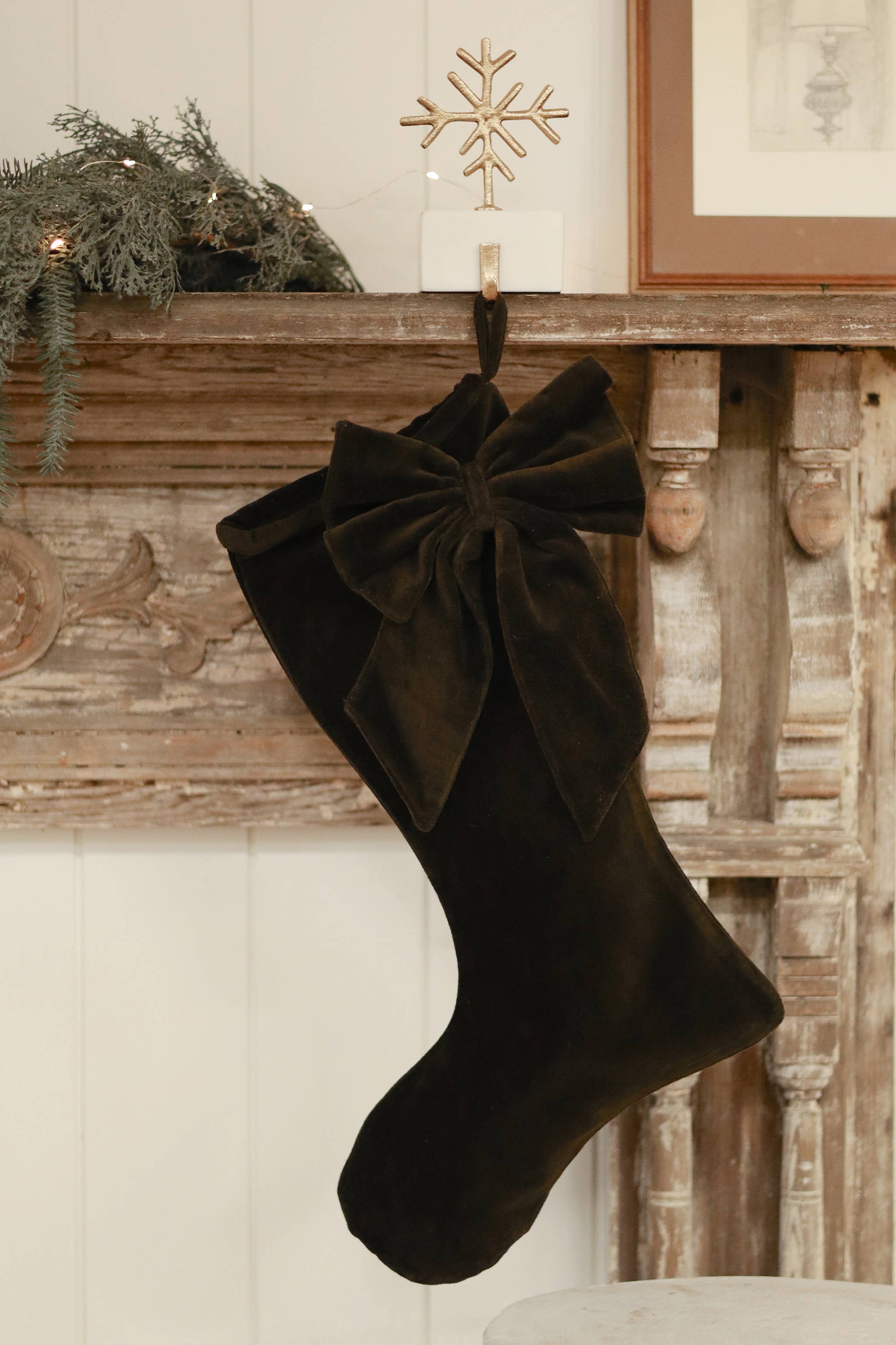 Vera Velvet Stocking, Midnight Green