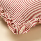 20x20 Red Ticking Ruffle Pillow