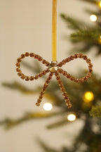 Crystal Bow Holiday Ornament, Bronze