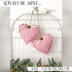 Valentine Rustic Hanging Hearts | Red Ticking
