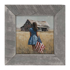 Child With Flag - Girl in Blue Dress