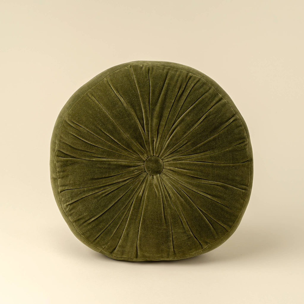 Moss Velvet Tuft Round Cushion