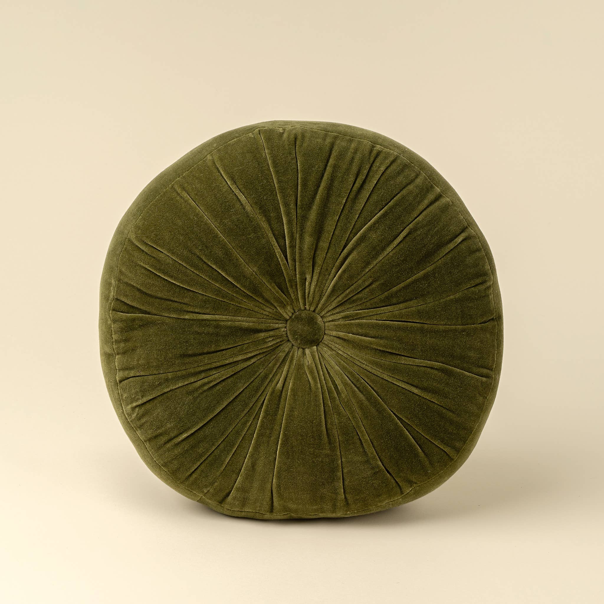 Moss Velvet Tuft Round Cushion