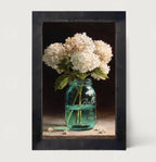 Mason Jar with White Hydrangeas - Vertical Frame