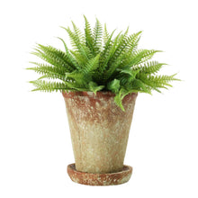 8.5" Cement Planter with Saucer – Distressed Terra-Cotta Finish