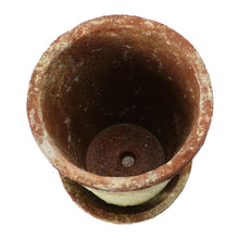 8.5" Cement Planter with Saucer – Distressed Terra-Cotta Finish