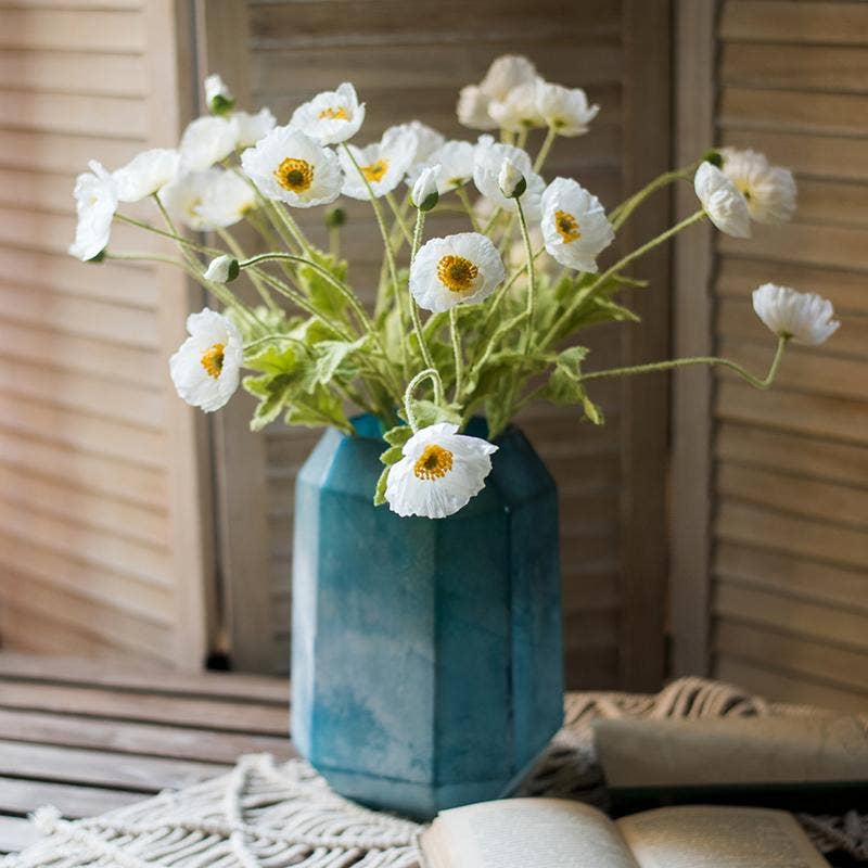 Silk Common Poppy Stem 22"