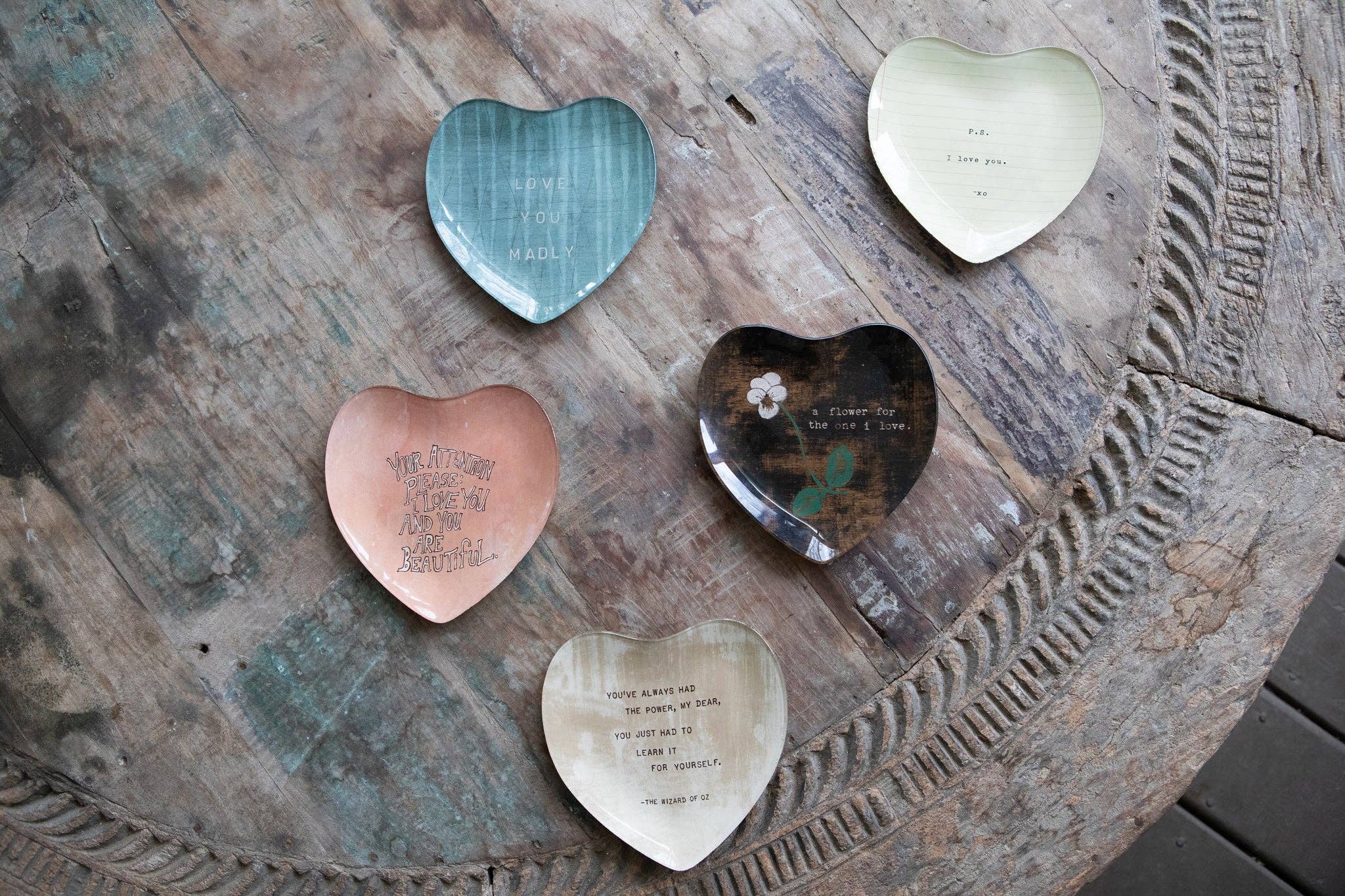 PS I Love You Small Heart Decoupage Plate