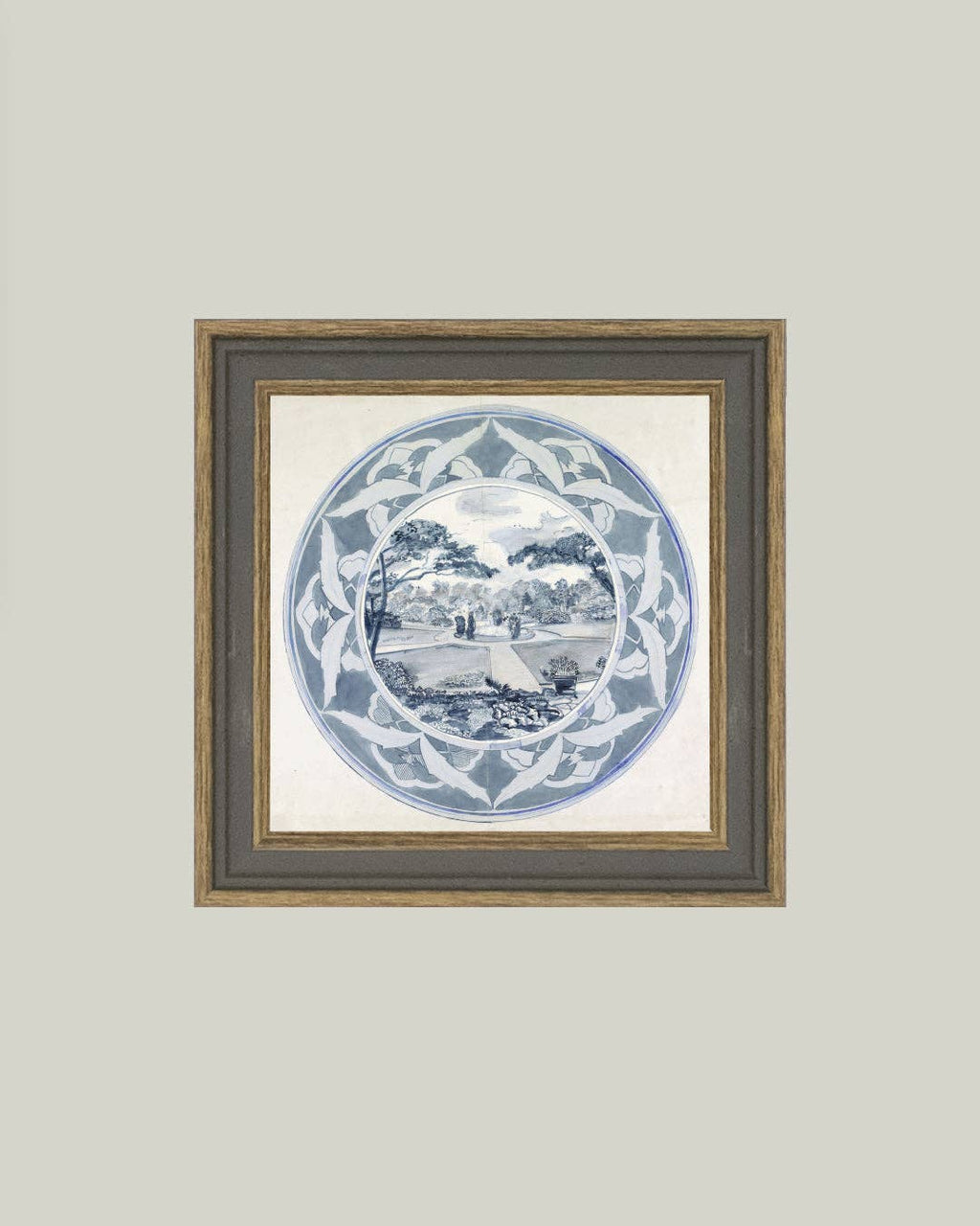 Garden View Design Framed Antique Art