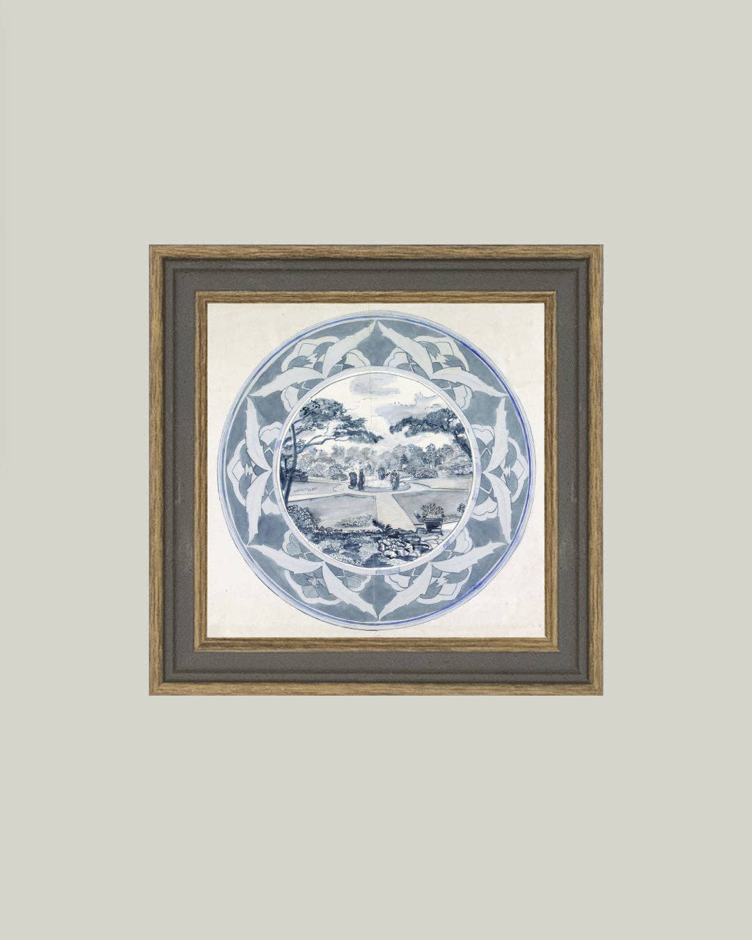 Garden View Design Framed Antique Art
