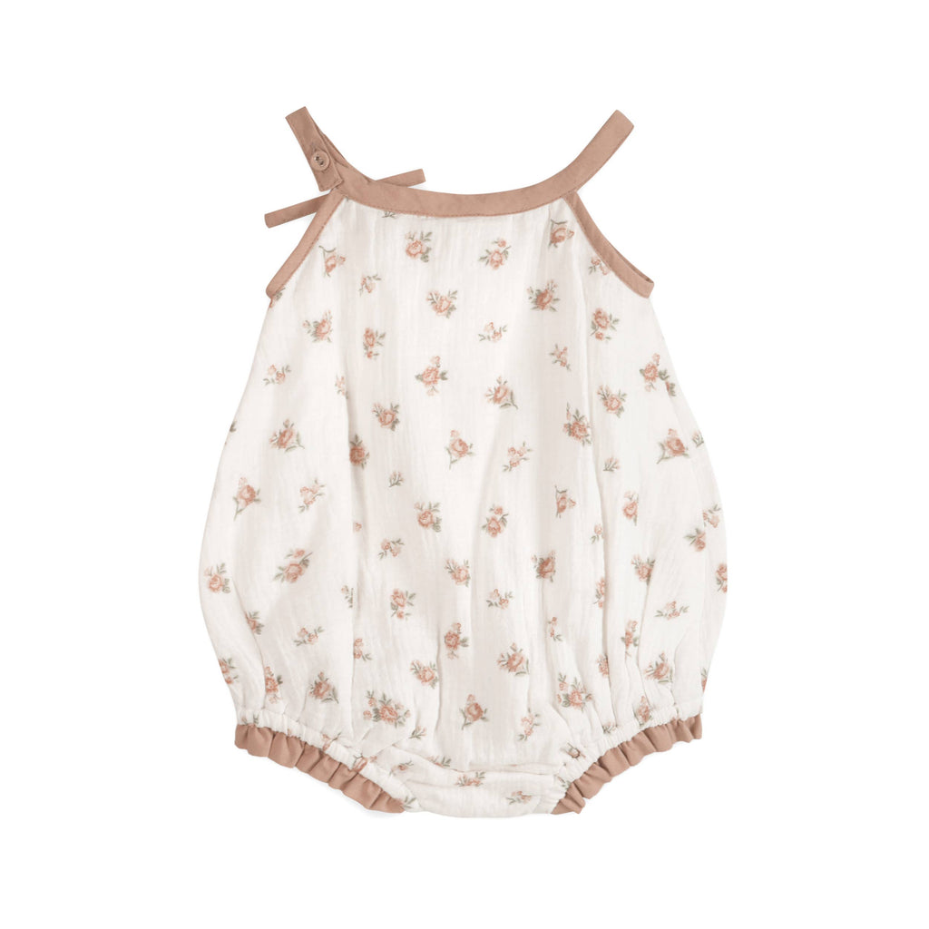 Tea Rose Floral Baby Romper + Headband