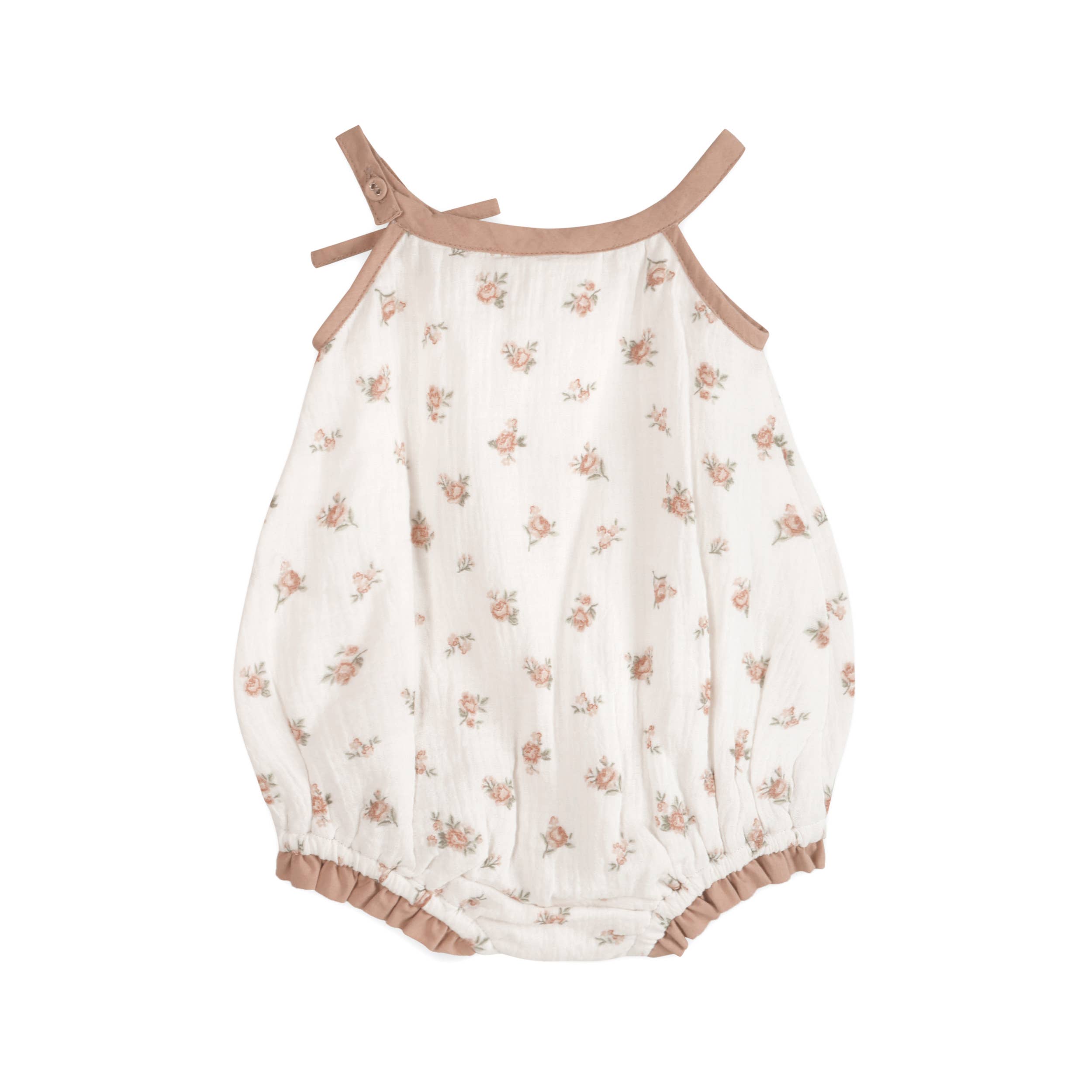 Tea Rose Floral Baby Romper + Headband