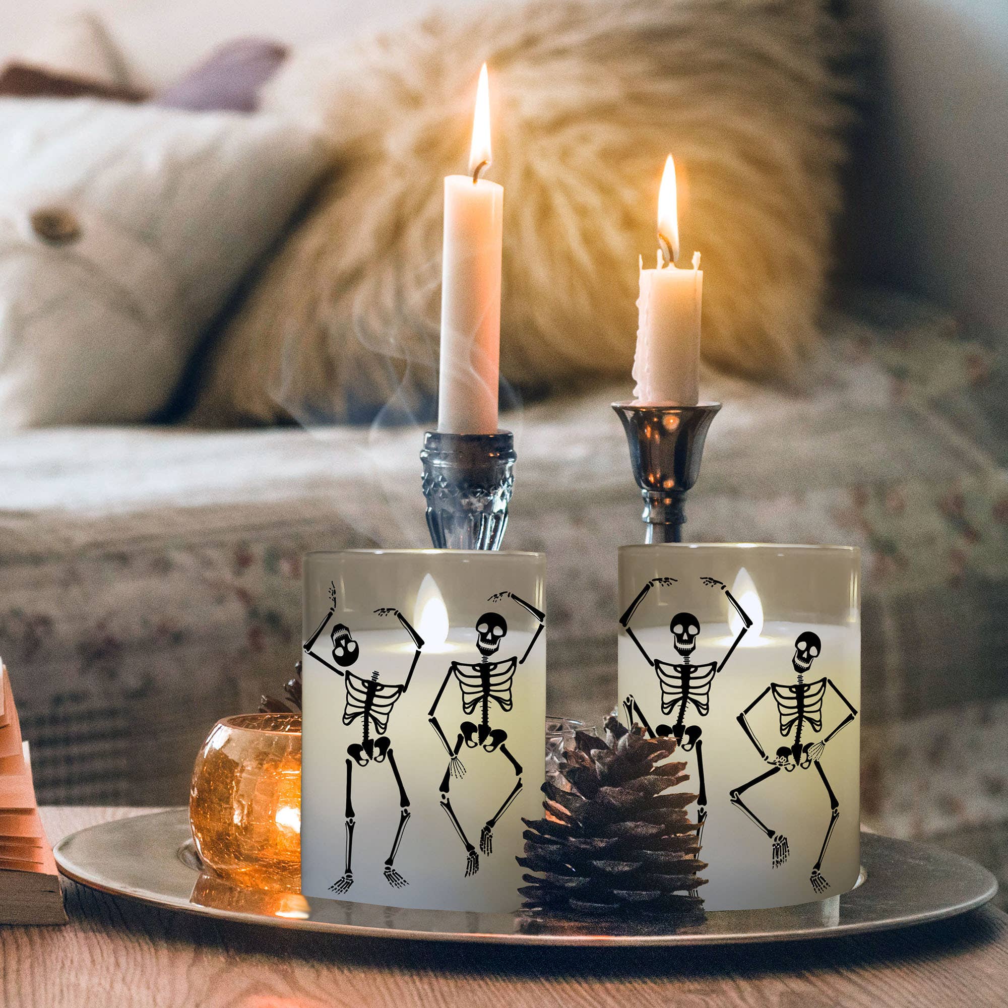 LED Glass Graveyard Dance Candle