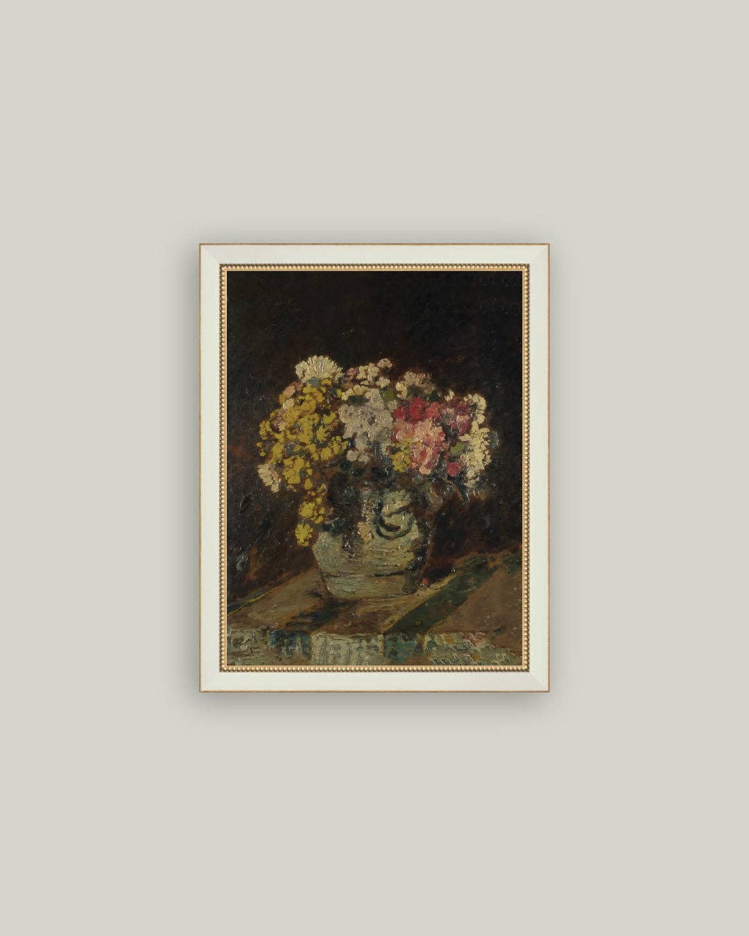 Vase of Pink & Yellow Flowers Framed