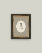 Oval Snowman Framed Antique Art
