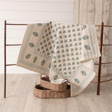 Blue Block Print Quilted Throw