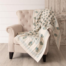 Blue Block Print Quilted Throw
