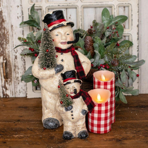 8" Face Snowman holding a Tree
