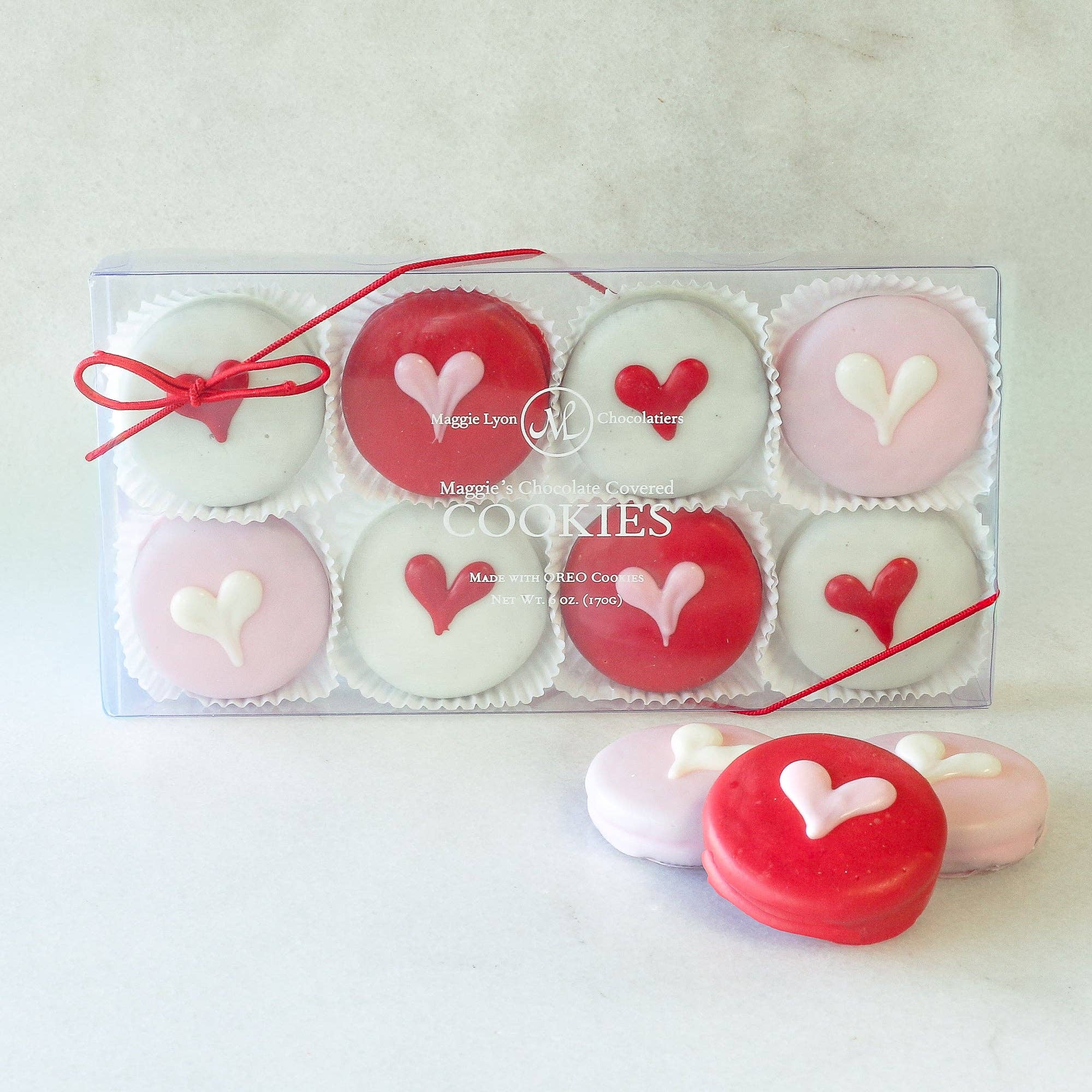 Valentine's 8pc Milk Chocolate Covered Cookies - Hearts