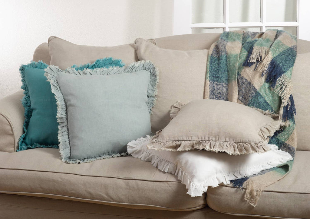 Ruffled Design Pillow - Down Filled