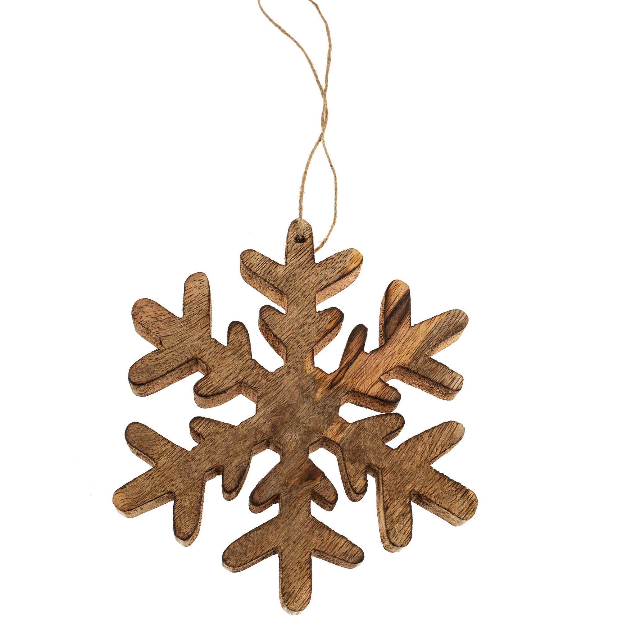 Natural Wooden Frosty Snowflake Orn.