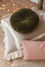 Moss Velvet Tuft Round Cushion