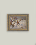 The Snowball Fight Framed Antique Art