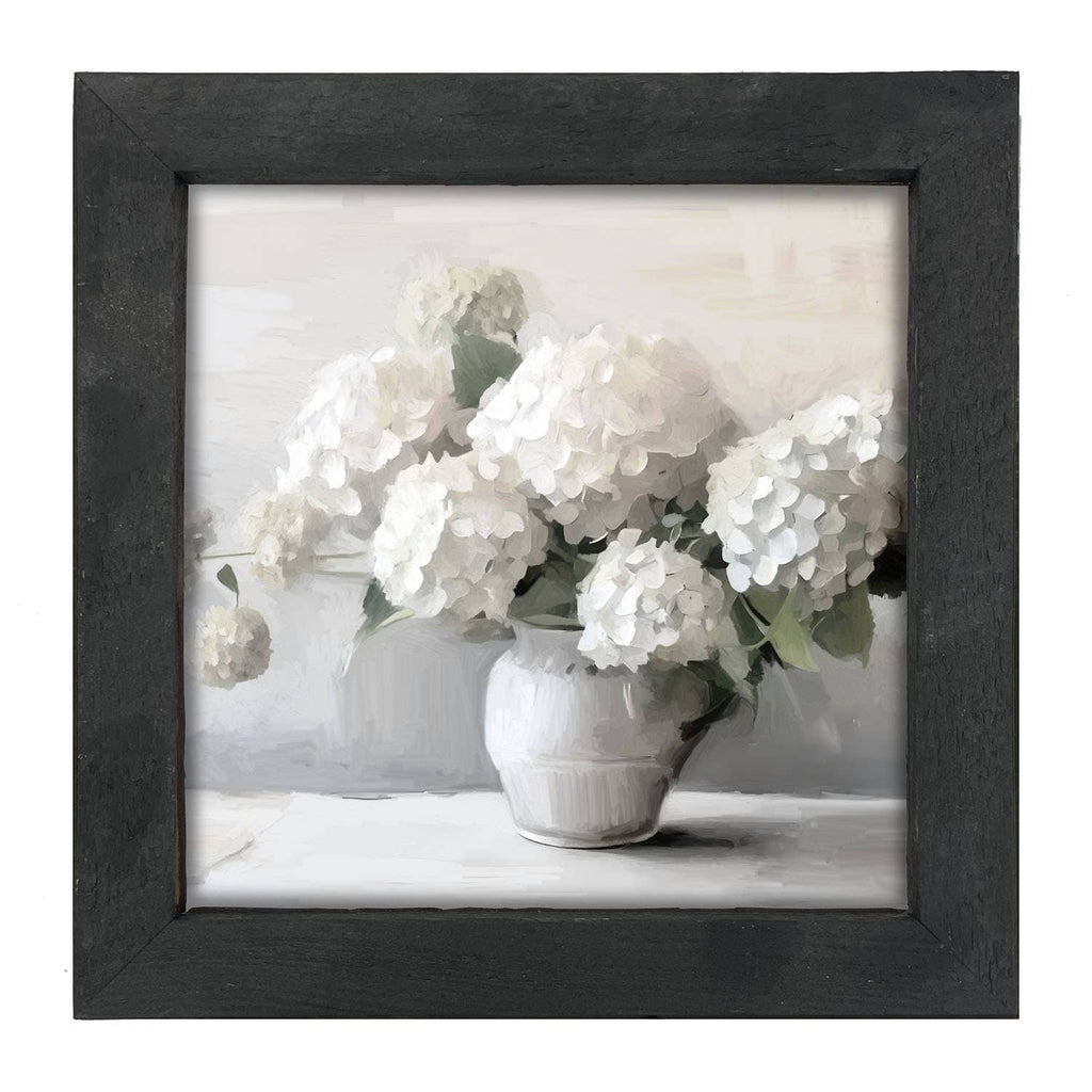 White Vase of Hydrangeas
