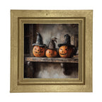 Trio of Jack-o-Lanterns in Witch Hats