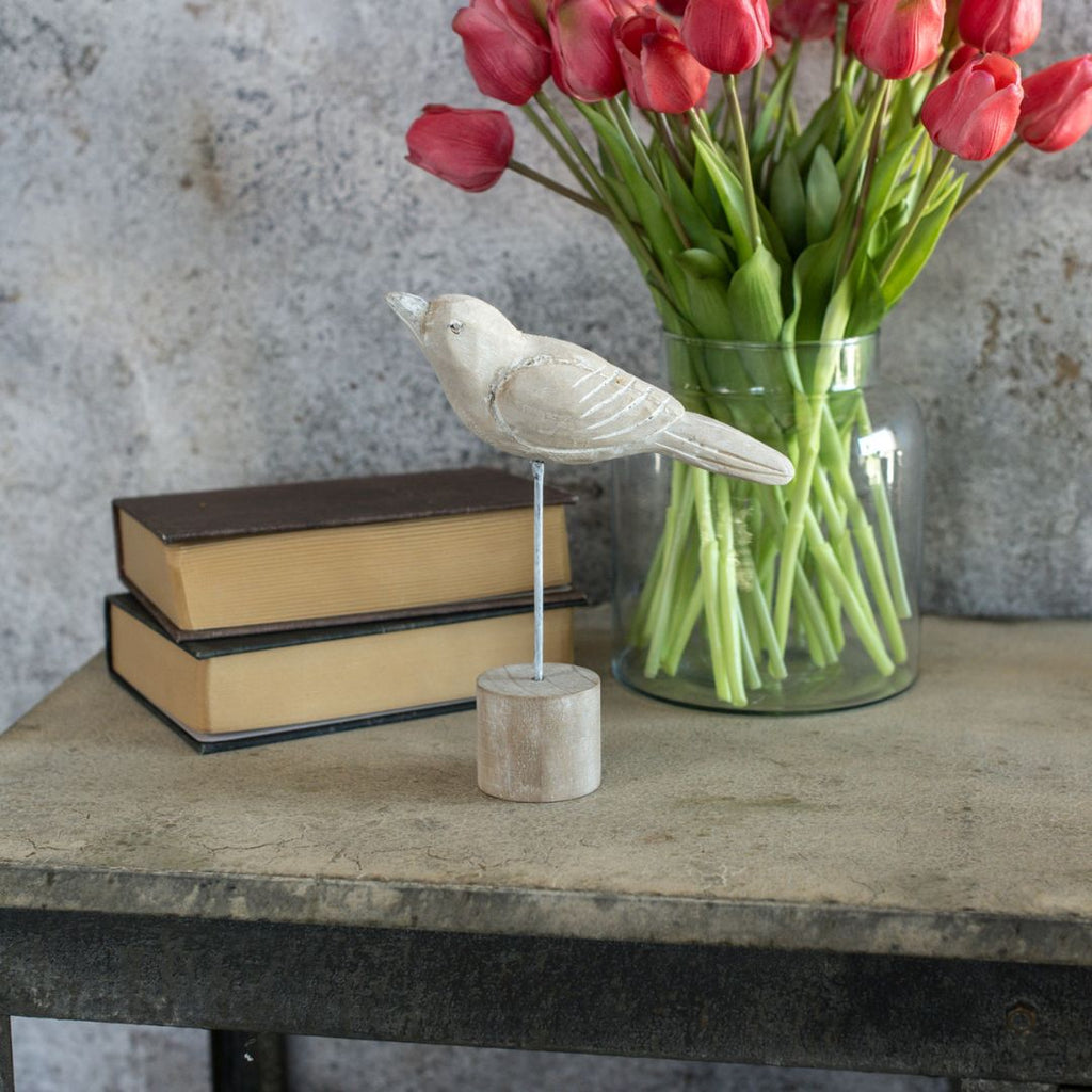 9" Resting Bird on Stand Decor