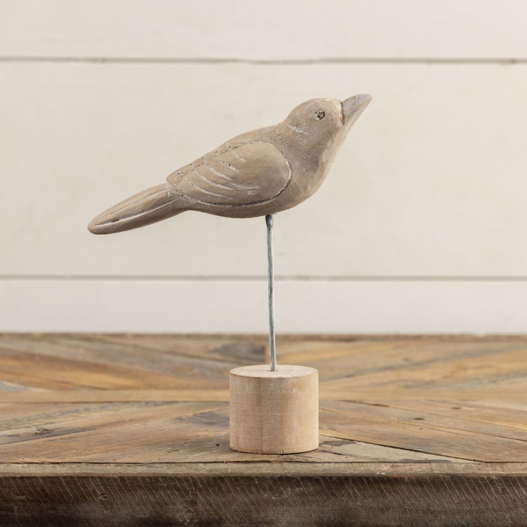 9" Resting Bird on Stand Decor