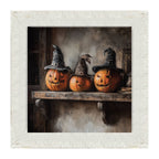 Trio of Jack-o-Lanterns in Witch Hats