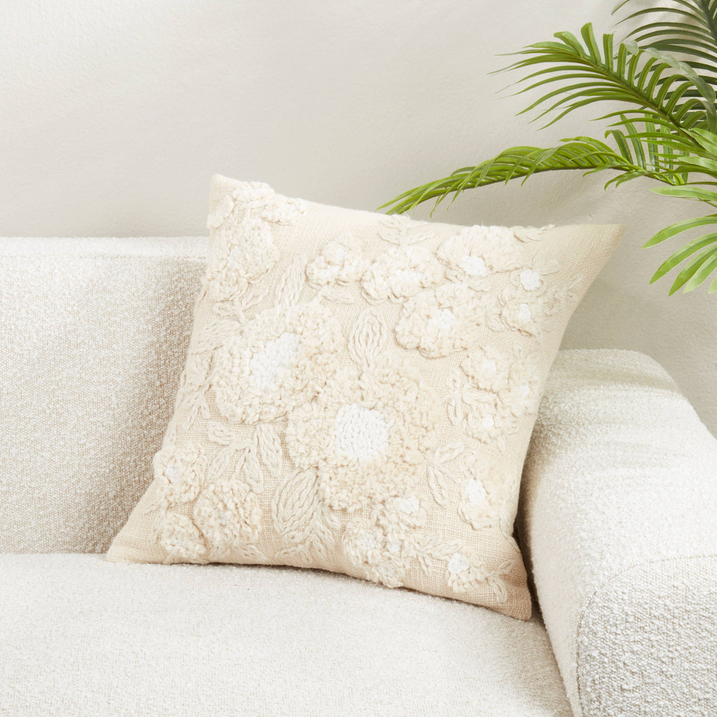 Delicate-Embroidered Floral Pillow