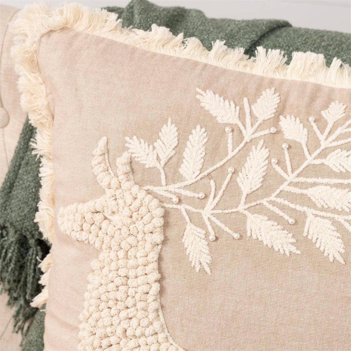 Leaping Christmas Deer Pillow