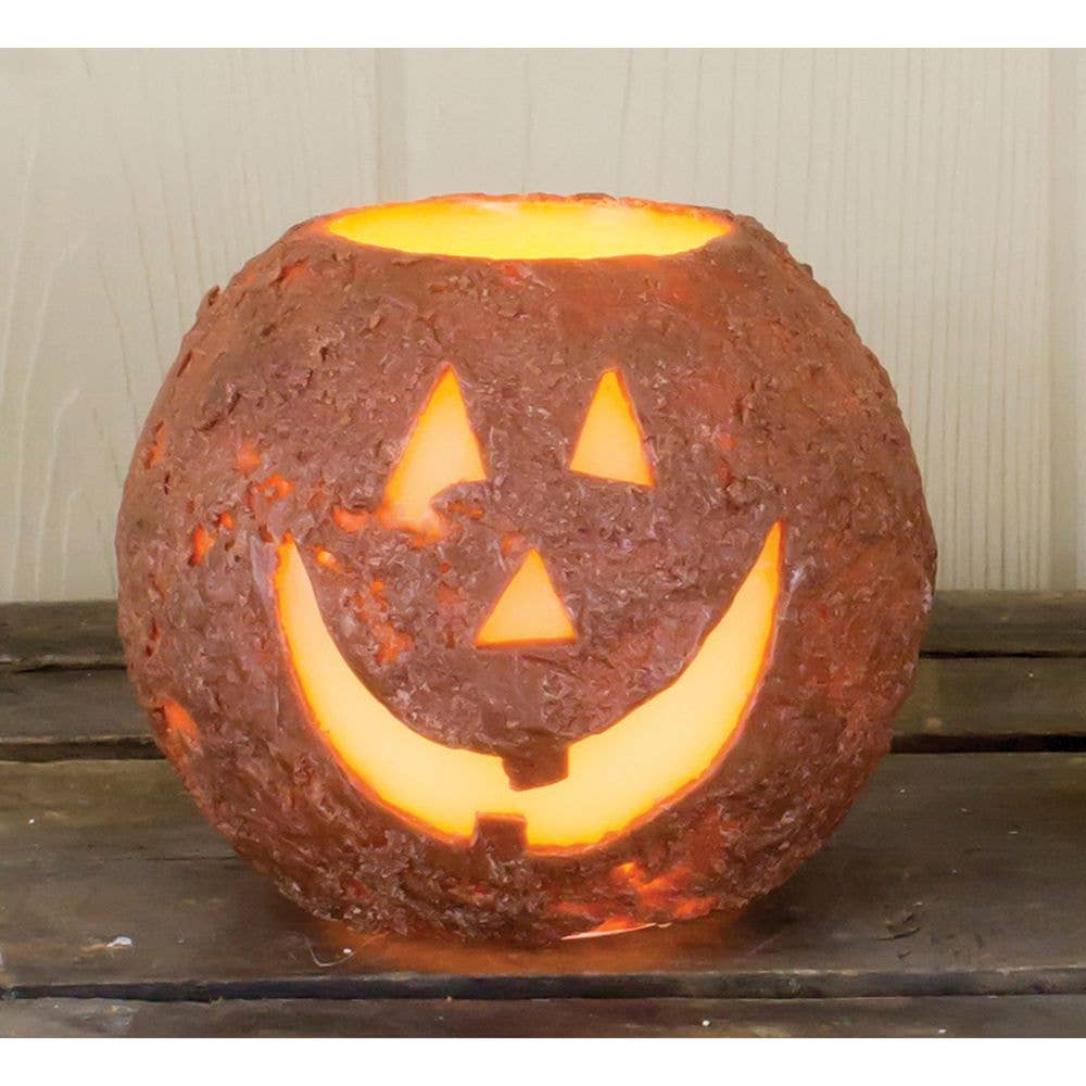 Large Jack O'Lantern Round LED Candle