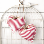 Valentine Rustic Hanging Hearts | Red Ticking