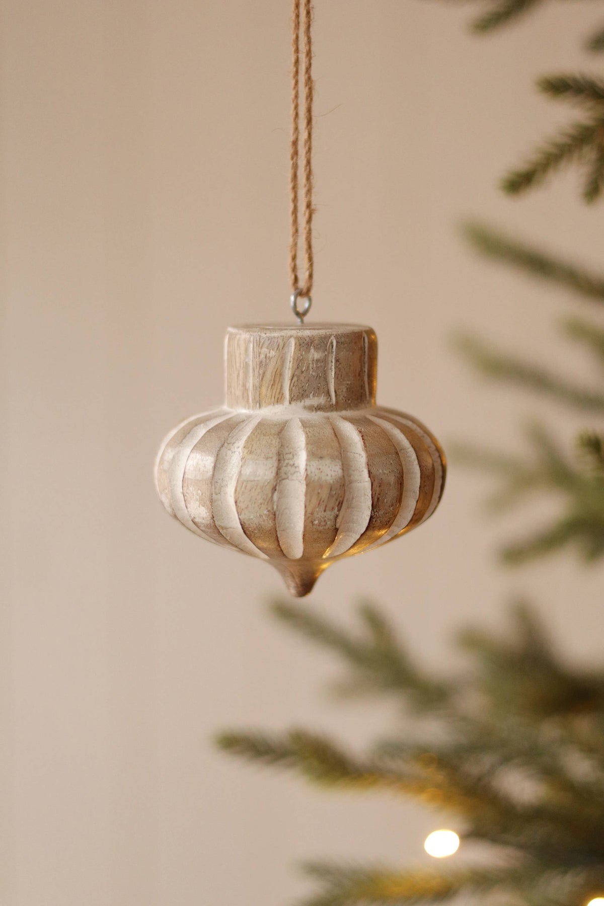 Wooden Spindle Holiday Orn